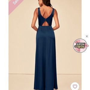 Azazie navy blue satin bridesmaid dress in size 0!